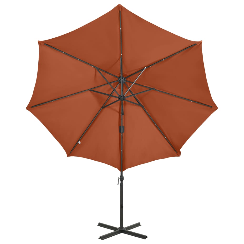 Zweefparasol met paal en LED-verlichting 300 cm terracottakleur