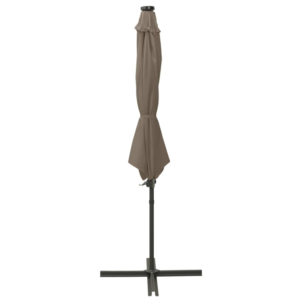 Zweefparasol met paal en LED-verlichting 300 cm taupe