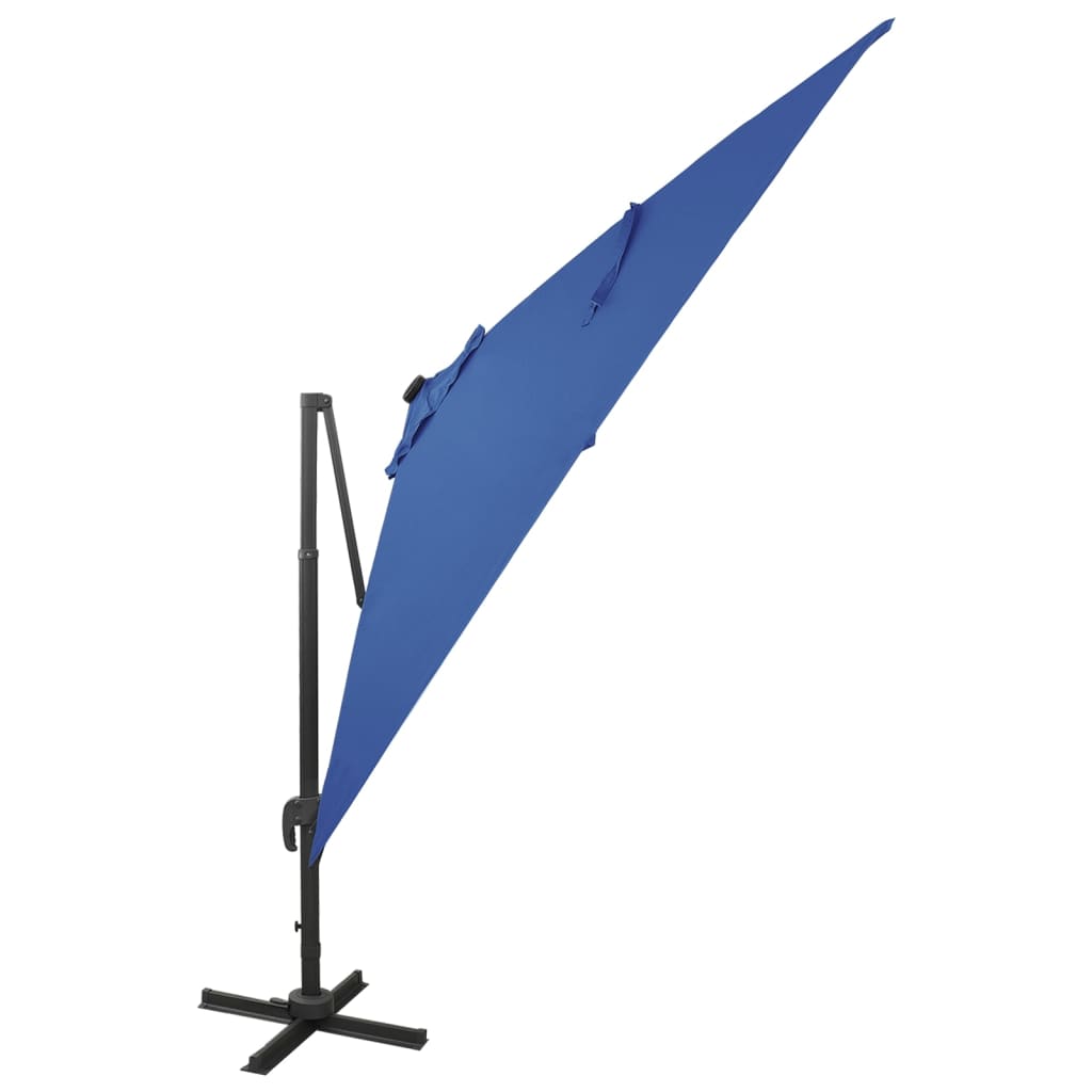 Zweefparasol met paal en LED-verlichting 300 cm azuurblauw