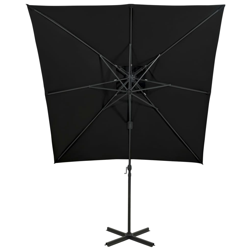 Zweefparasol met dubbel dak 250x250 cm zwart