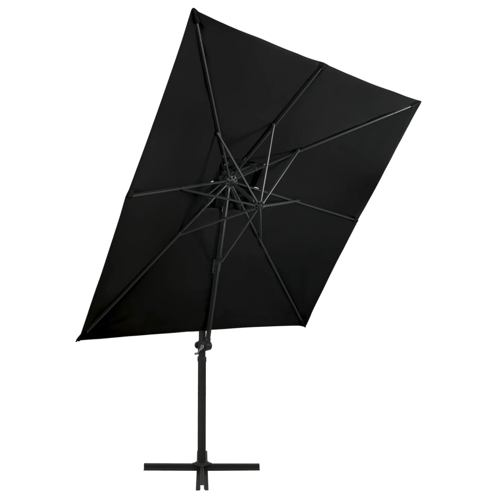 Zweefparasol met dubbel dak 250x250 cm zwart