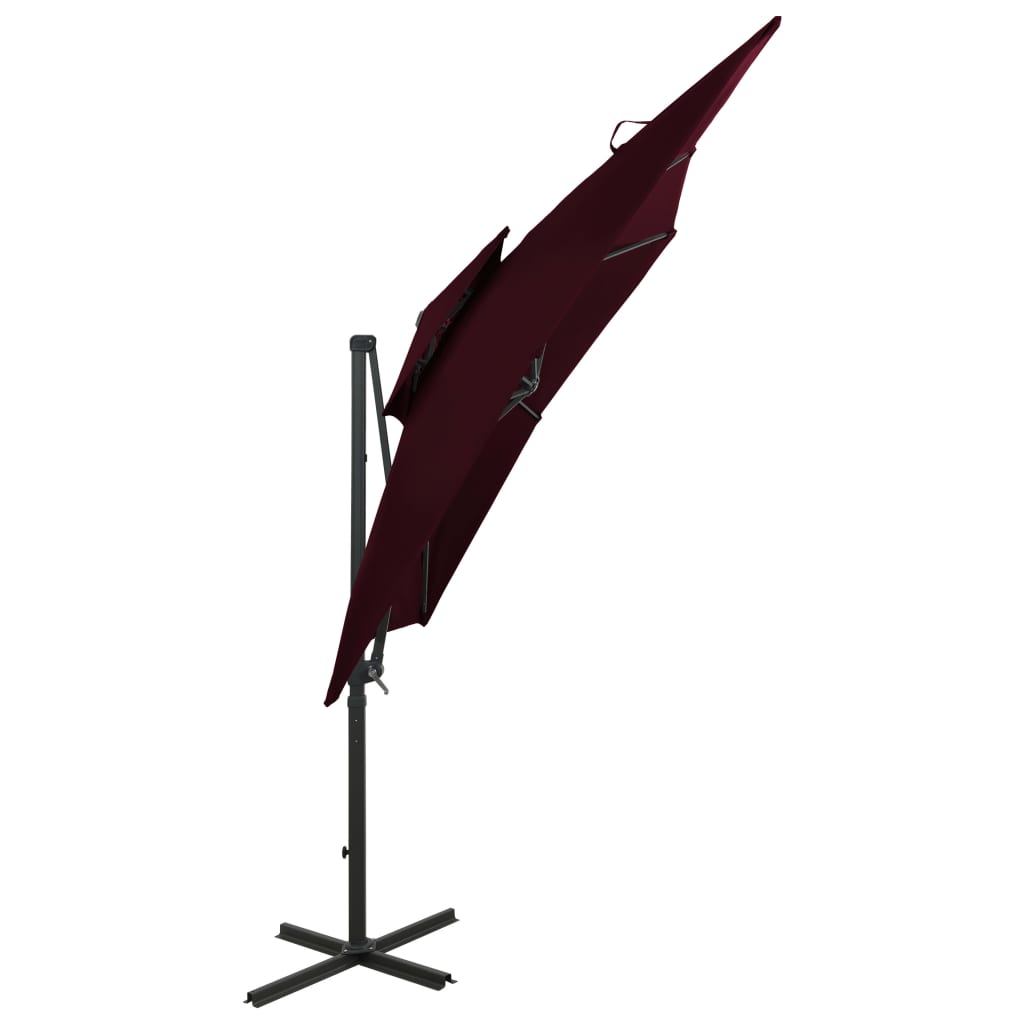 Zweefparasol met dubbel dak 250x250 cm bordeauxrood