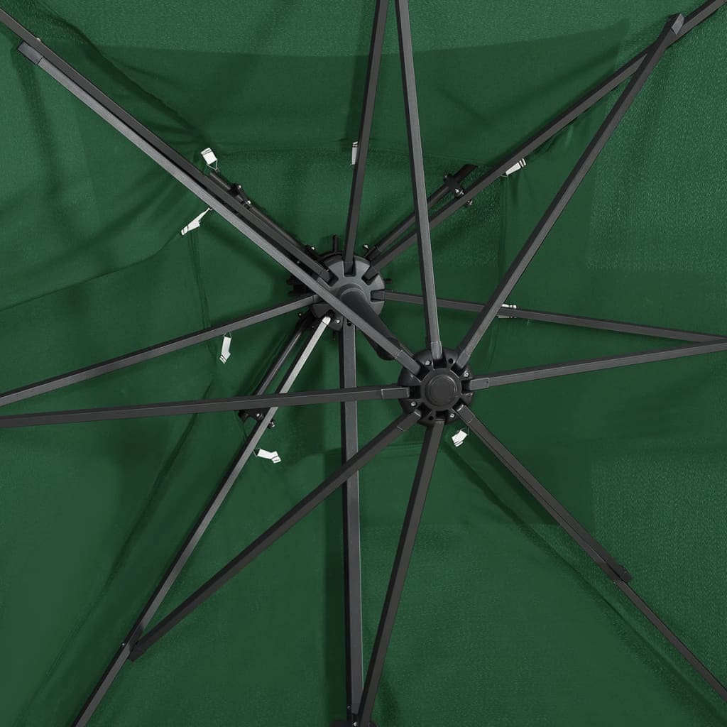 Zweefparasol met dubbel dak 250x250 cm groen