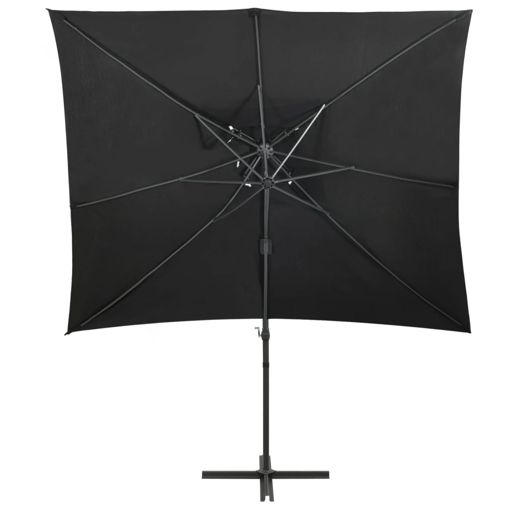 Zweefparasol met dubbel dak 250x250 cm zwart