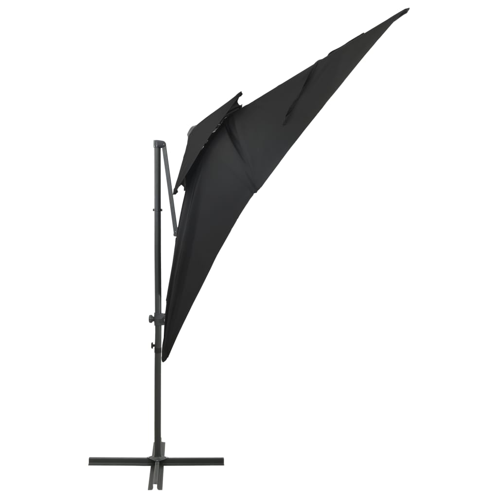 Zweefparasol met dubbel dak 250x250 cm zwart