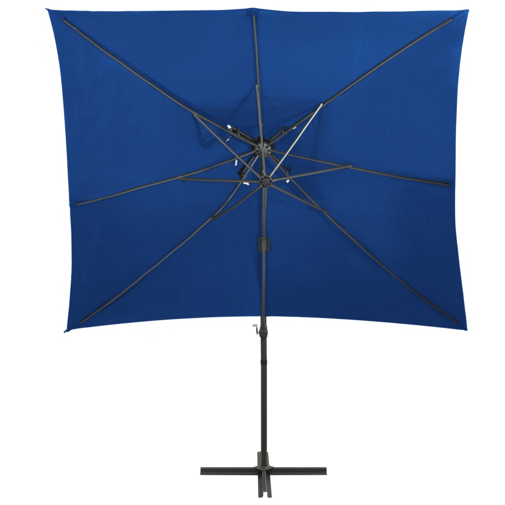 Zweefparasol met dubbel dak 250x250 cm azuurblauw