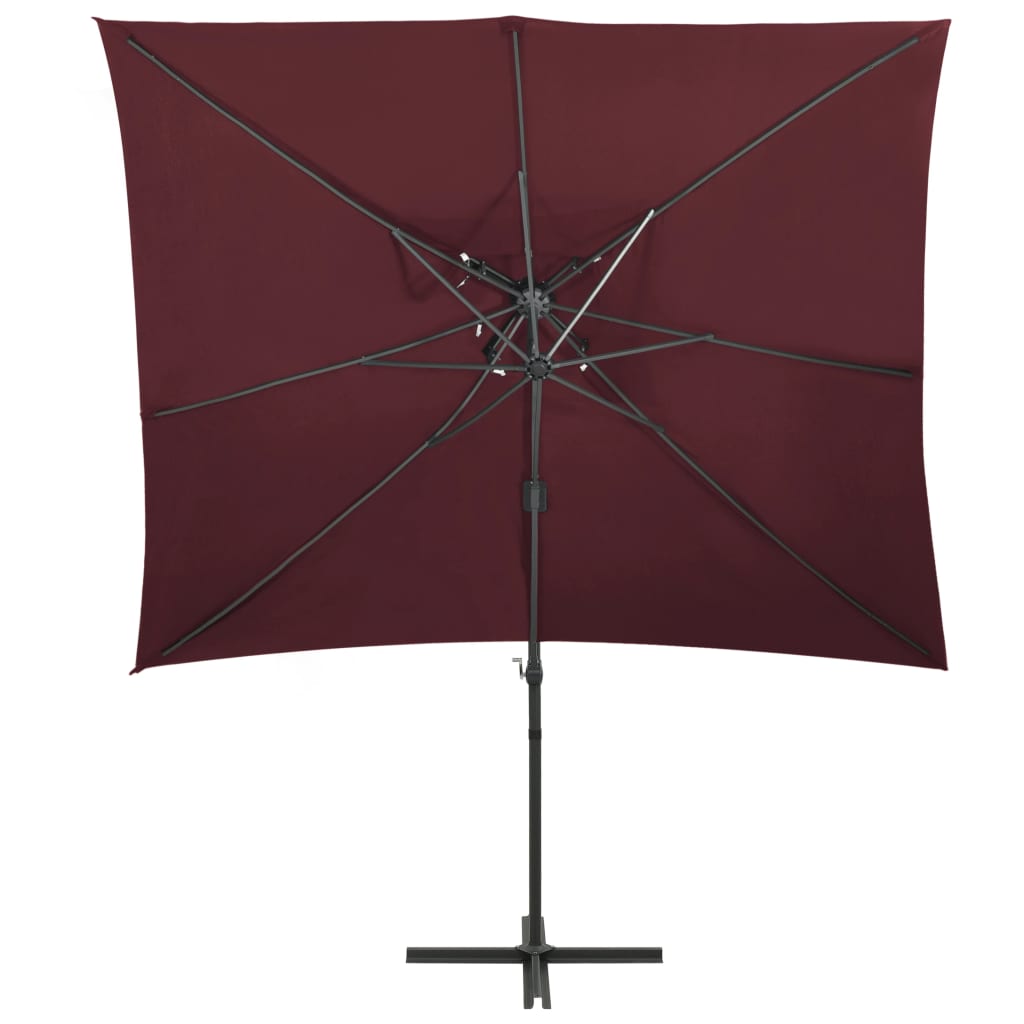 Zweefparasol met dubbel dak 250x250 cm bordeauxrood