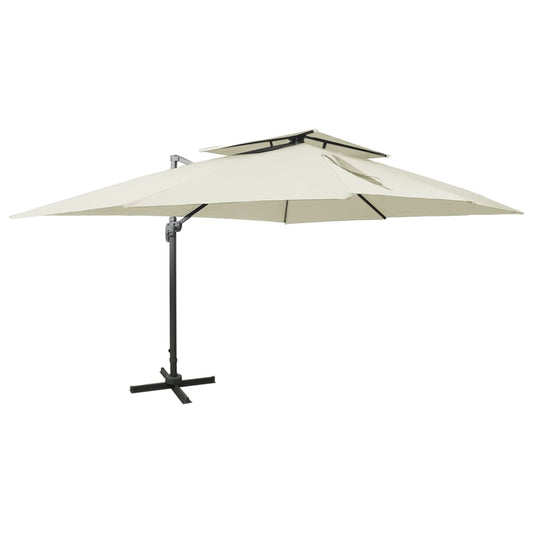 Zweefparasol met dubbel dak 400x300 cm zandkleurig