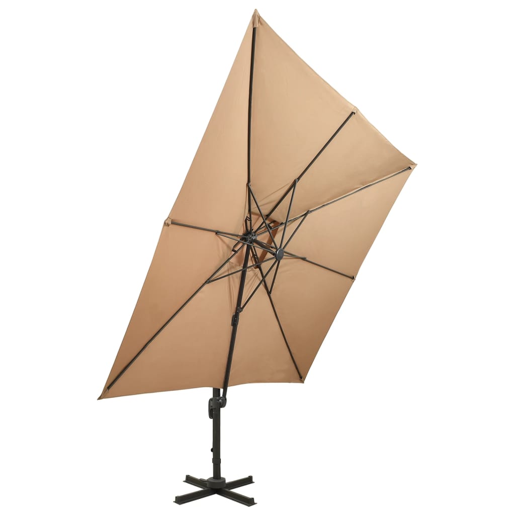 Zweefparasol met dubbel dak 300x300 cm taupe