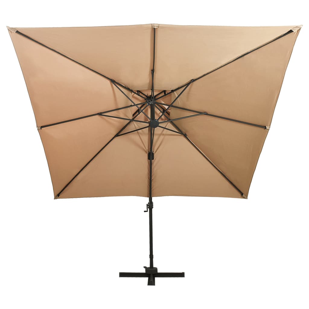 Zweefparasol met dubbel dak 300x300 cm taupe