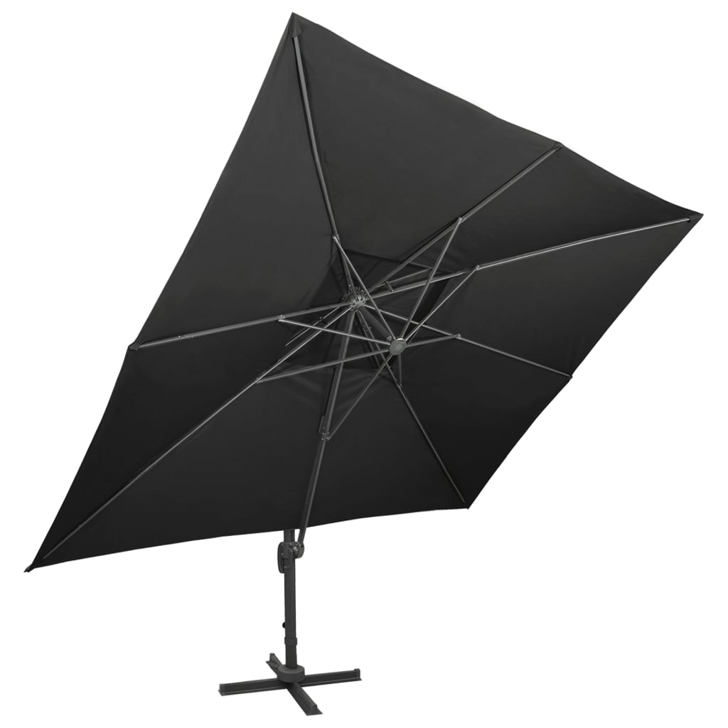 Zweefparasol met dubbel dak 400x300 cm zwart