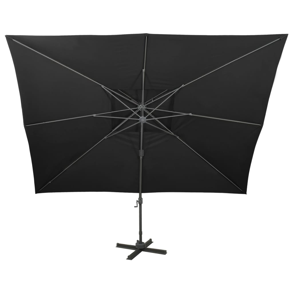 Zweefparasol met dubbel dak 400x300 cm zwart