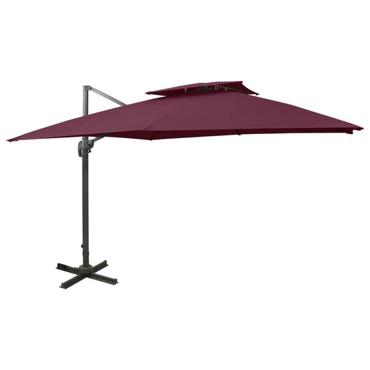 Zweefparasol met dubbel dak 300x300 cm bordeauxrood