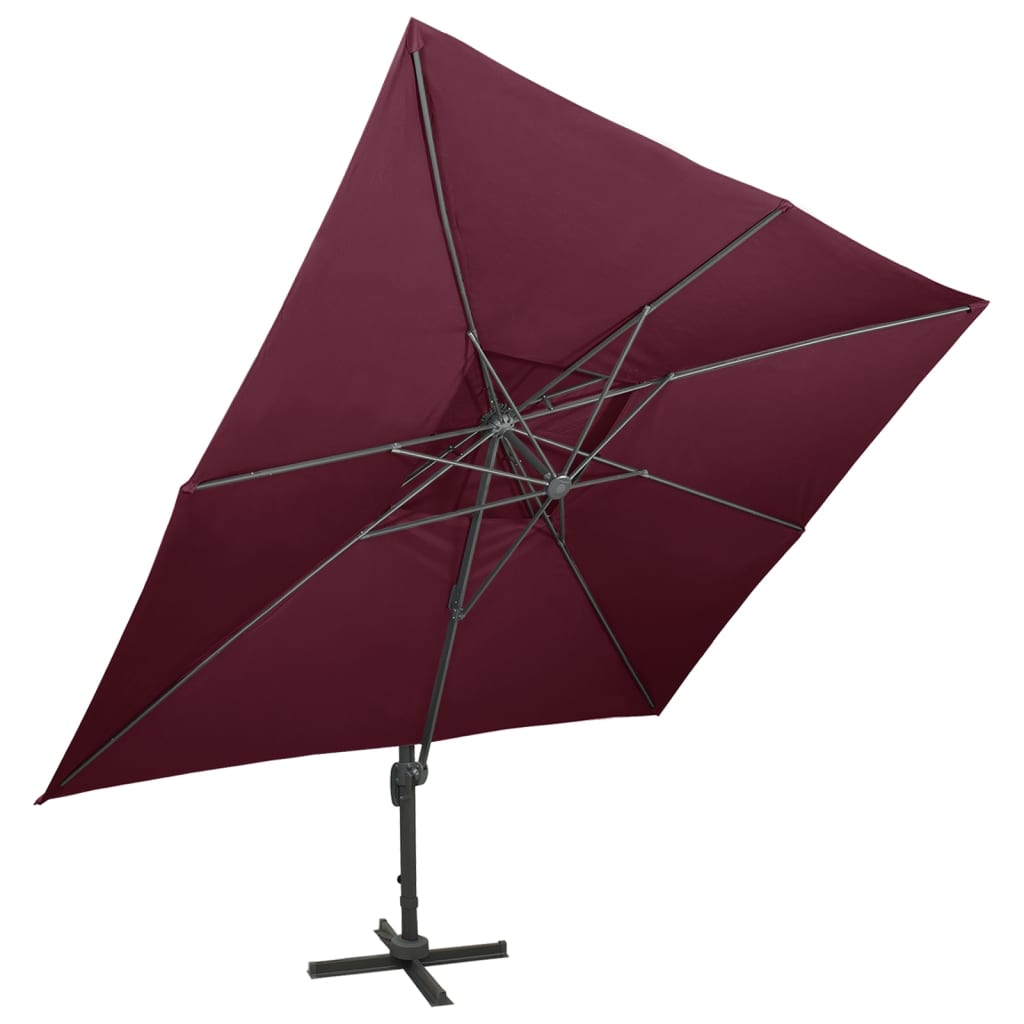 Zweefparasol met dubbel dak 400x300 cm bordeauxrood