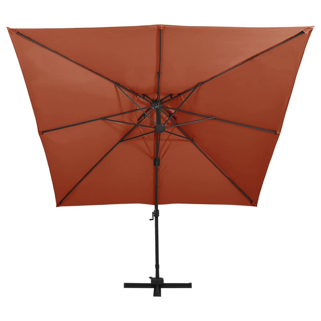 Zweefparasol met dubbel dak 300x300 cm terracottakleurig