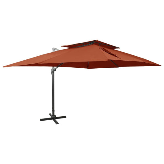 Zweefparasol met dubbel dak 400x300 cm terracottakleurig