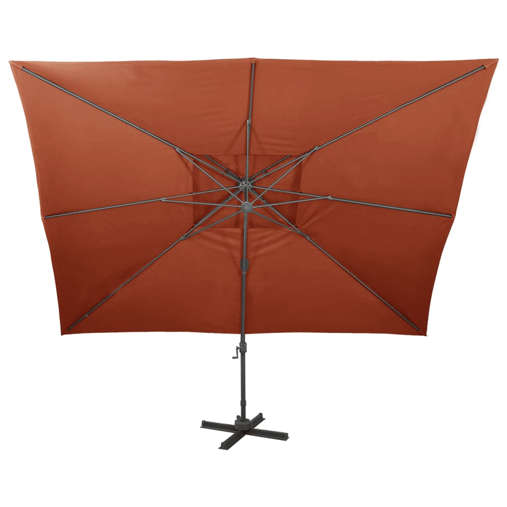 Zweefparasol met dubbel dak 400x300 cm terracottakleurig