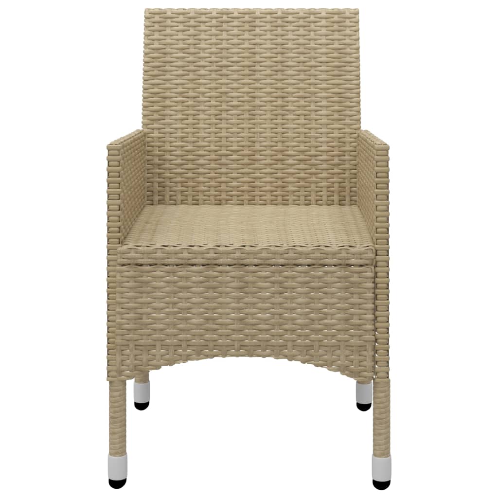 3-delige Bistroset poly rattan en gehard glas beige