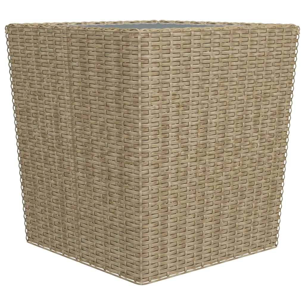 3-delige Bistroset poly rattan en gehard glas beige