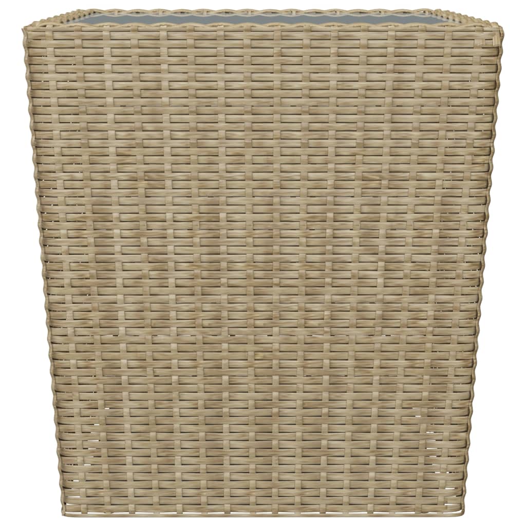 3-delige Bistroset poly rattan en gehard glas beige