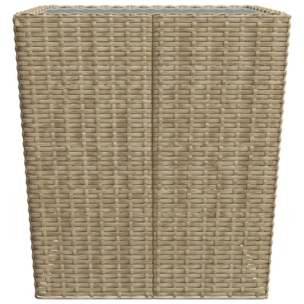 3-delige Bistroset poly rattan en gehard glas beige