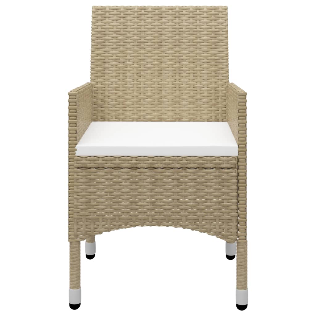 3-delige Bistroset poly rattan en gehard glas beige