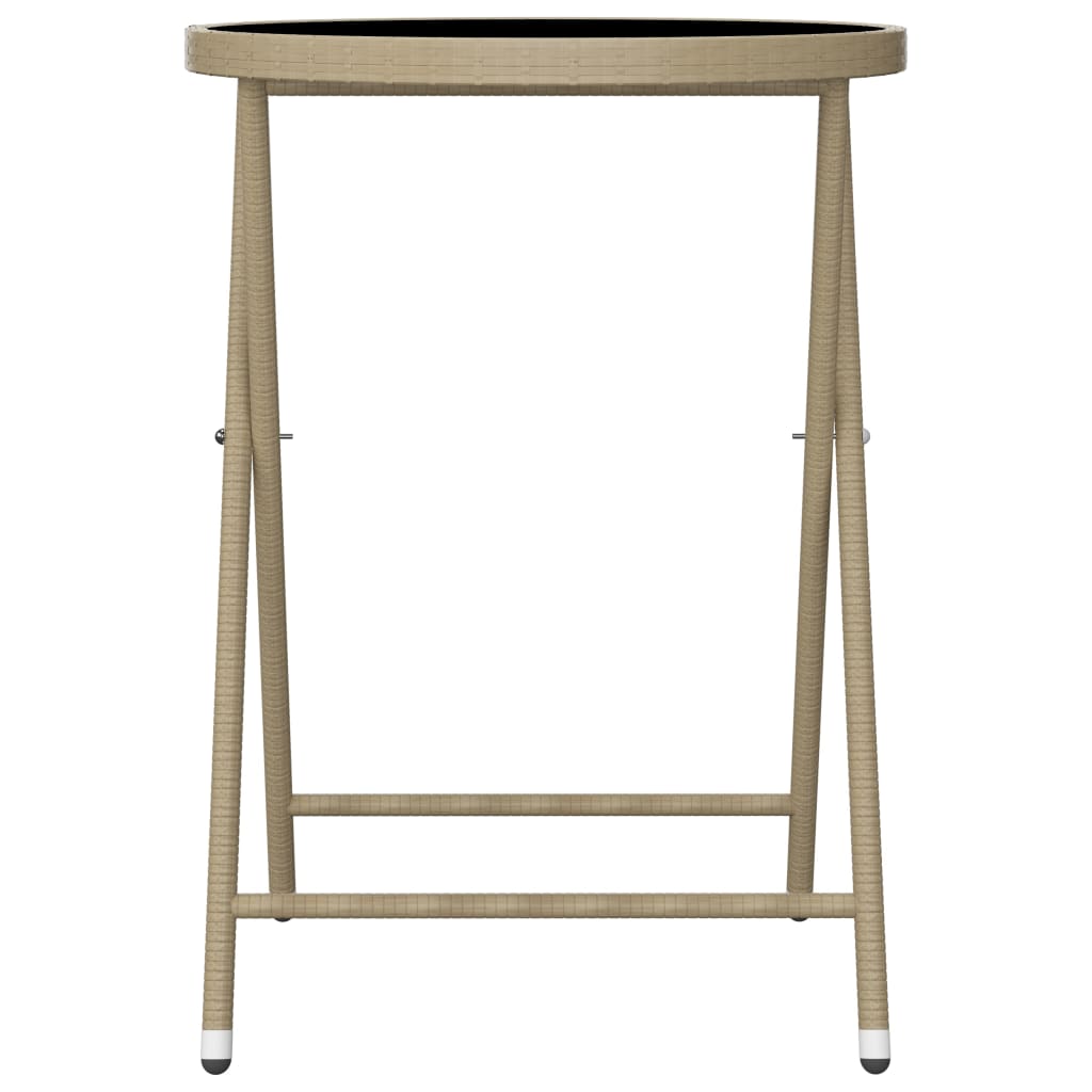 3-delige Bistroset poly rattan en gehard glas beige