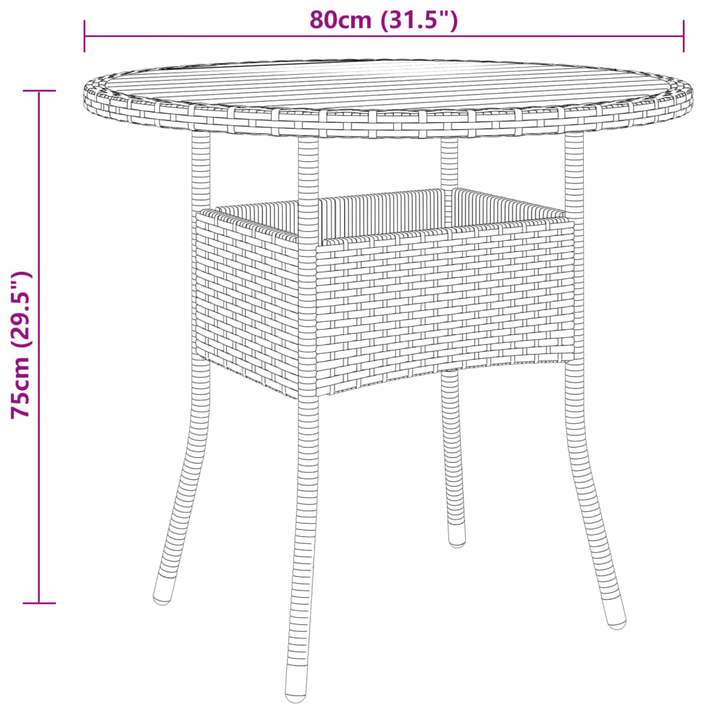 3-delige Bistroset poly rattan zwart