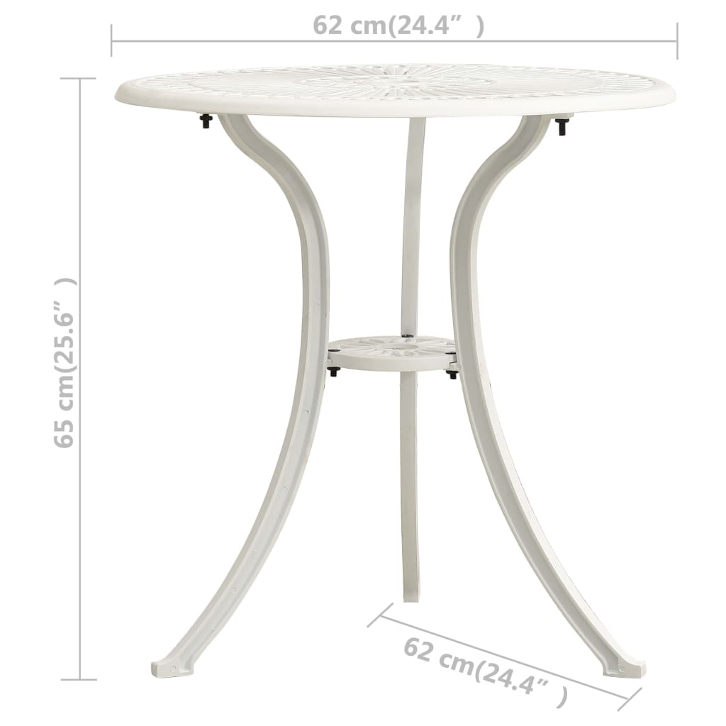 3-delige Bistroset gietaluminium wit