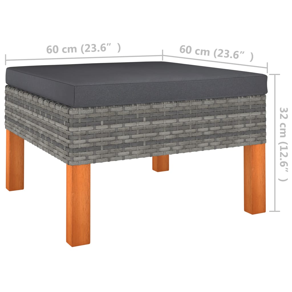 3-delige Loungeset poly rattan en massief eucalyptushout