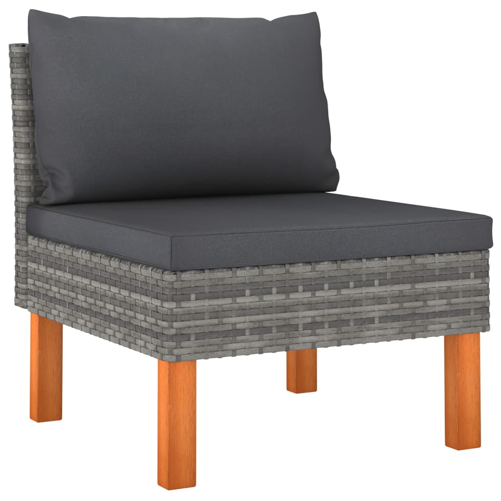 3-delige Loungeset poly rattan en massief eucalyptushout