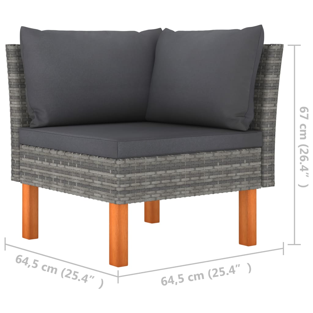 3-delige Loungeset poly rattan en massief eucalyptushout