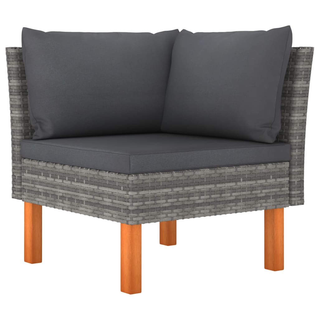 3-delige Loungeset poly rattan en massief eucalyptushout