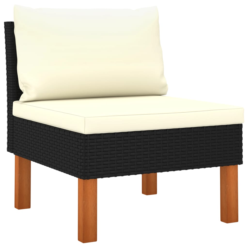 3-delige Loungeset poly rattan en massief eucalyptushout