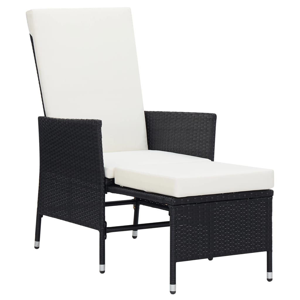 3-delige Loungeset met kussens poly rattan zwart