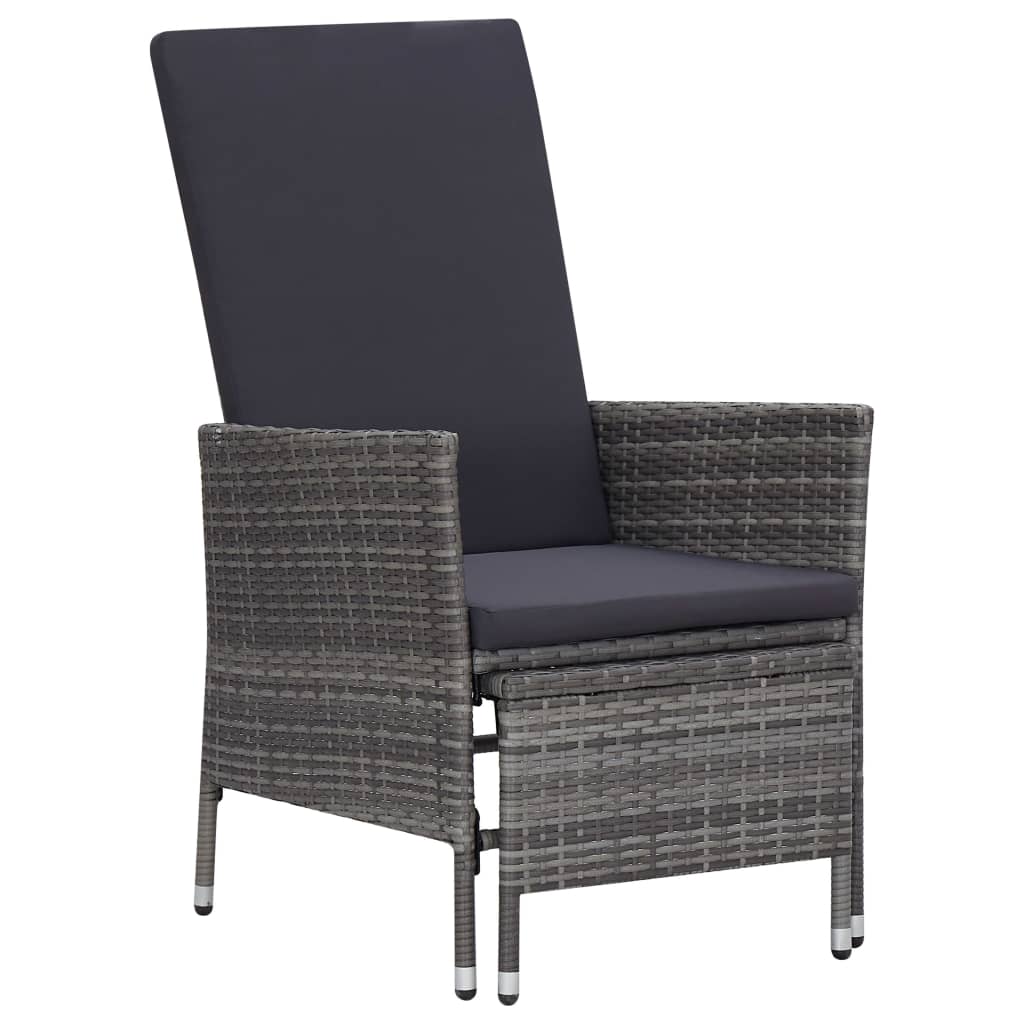 3-delige Loungeset met kussens poly rattan grijs