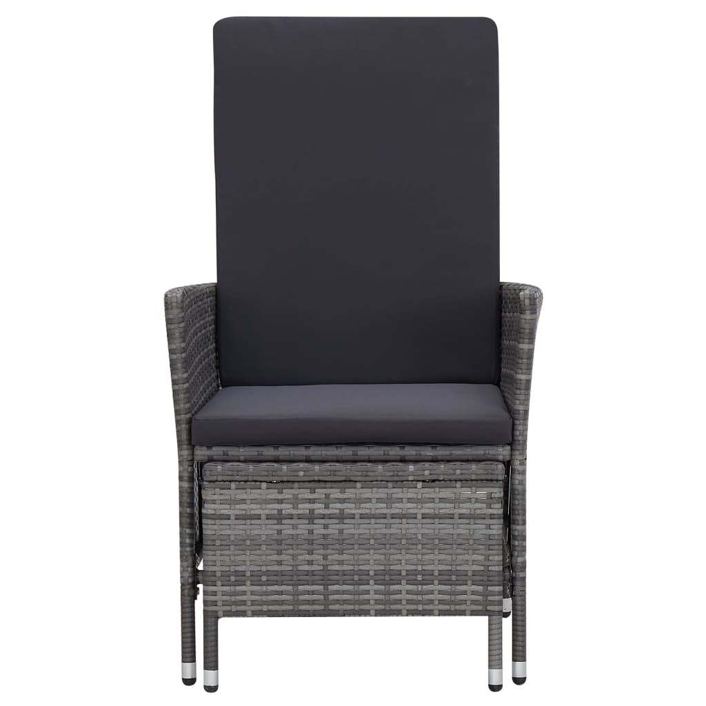 3-delige Loungeset met kussens poly rattan grijs