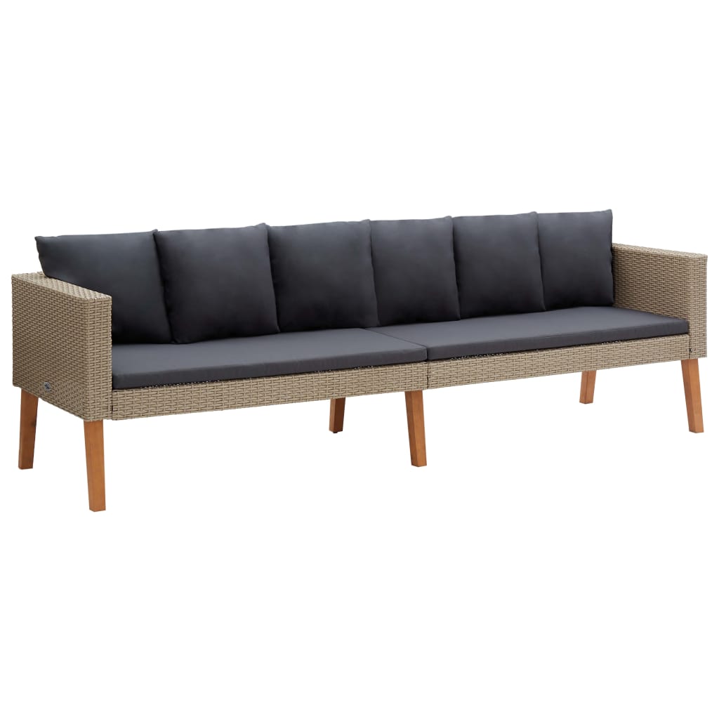 2-delige Loungeset met kussens poly rattan beige