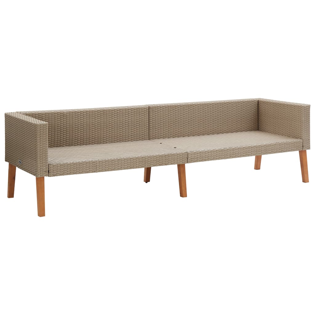 2-delige Loungeset met kussens poly rattan beige