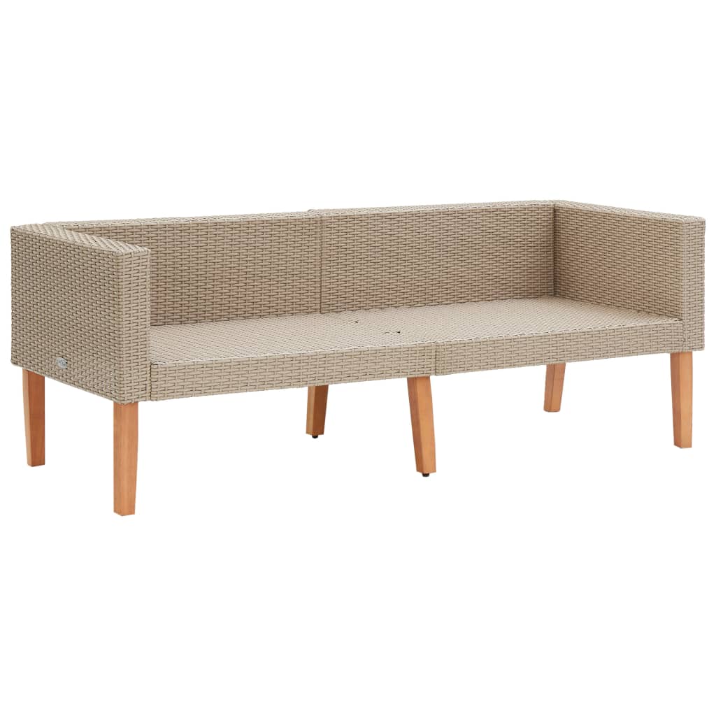 2-delige Loungeset met kussens poly rattan beige