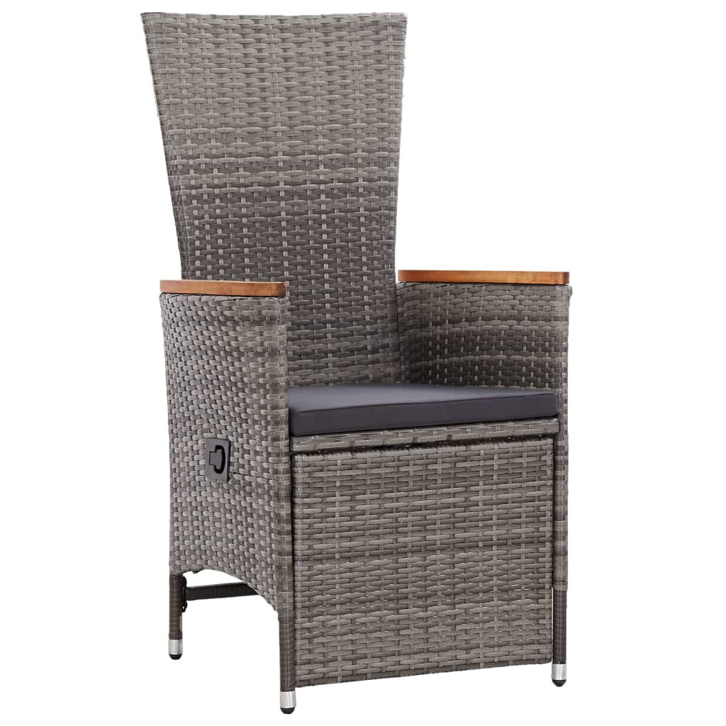 3-delige Loungeset met kussens poly rattan grijs