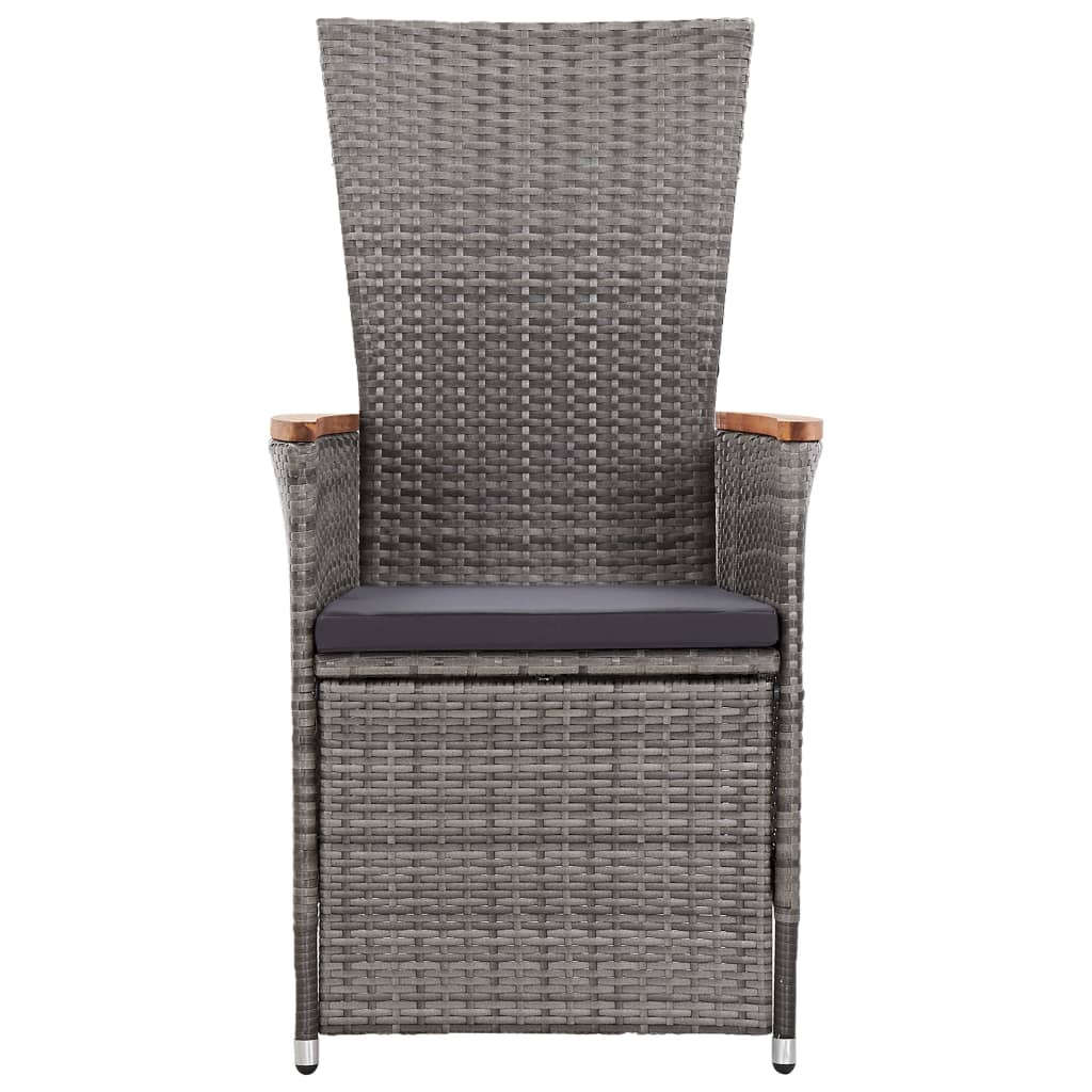 3-delige Loungeset met kussens poly rattan grijs