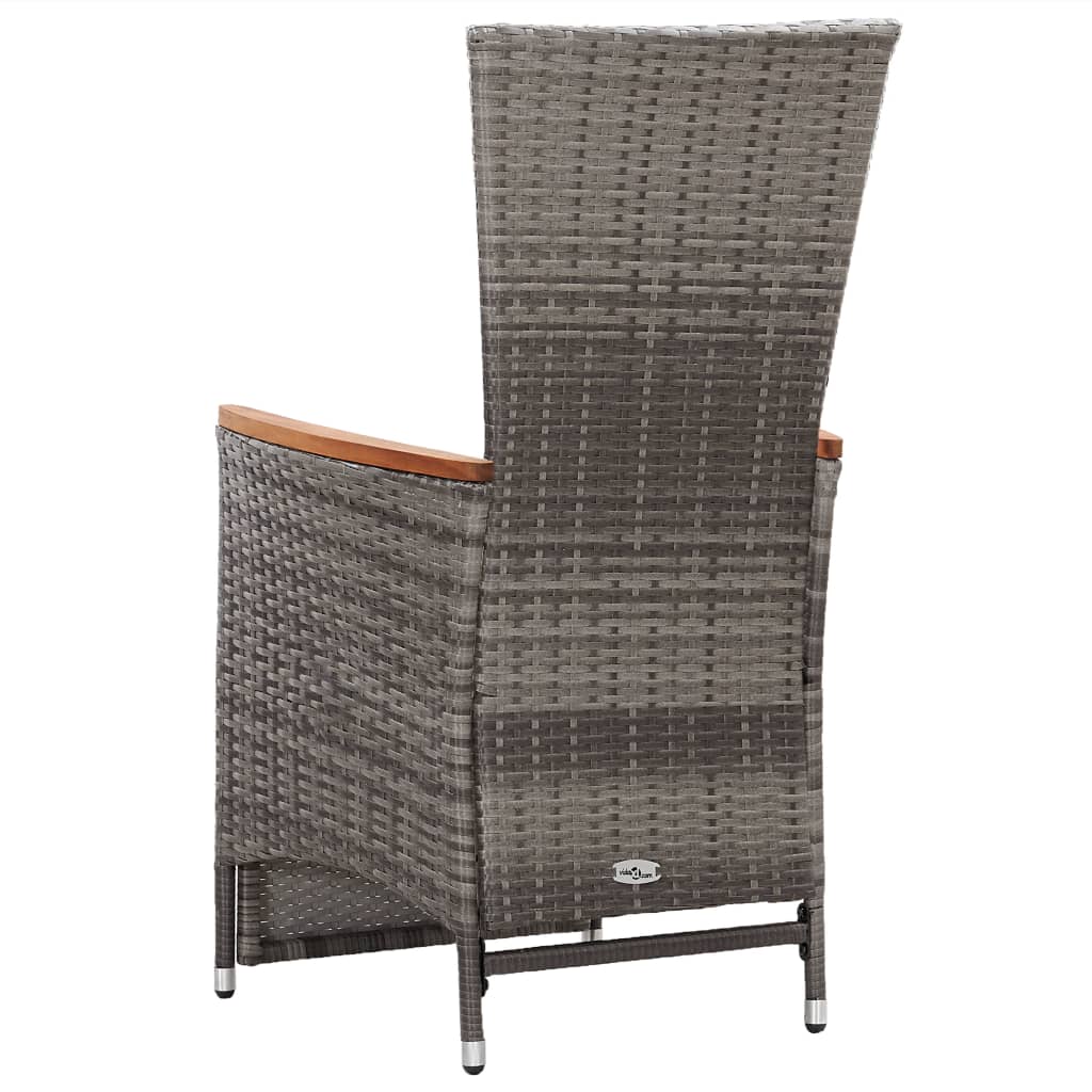 3-delige Loungeset met kussens poly rattan grijs