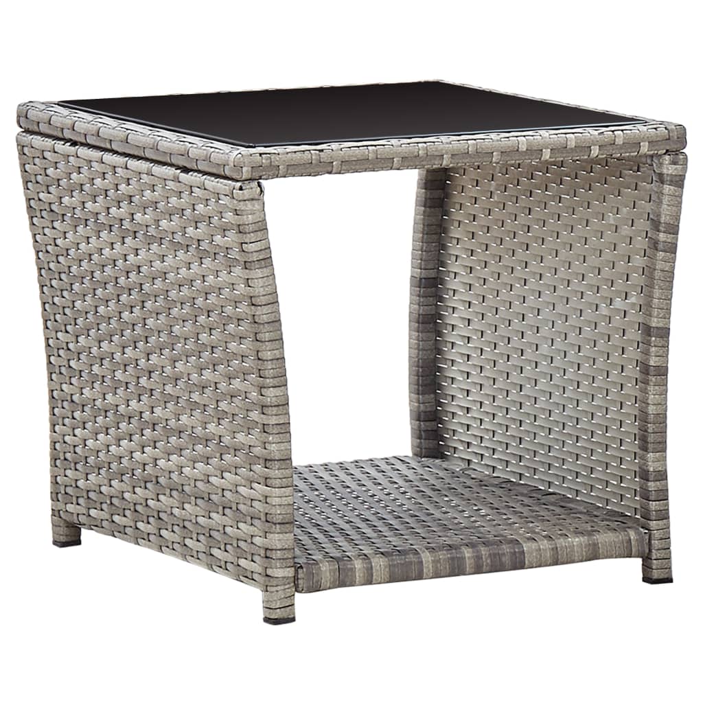 3-delige Loungeset met kussens poly rattan grijs