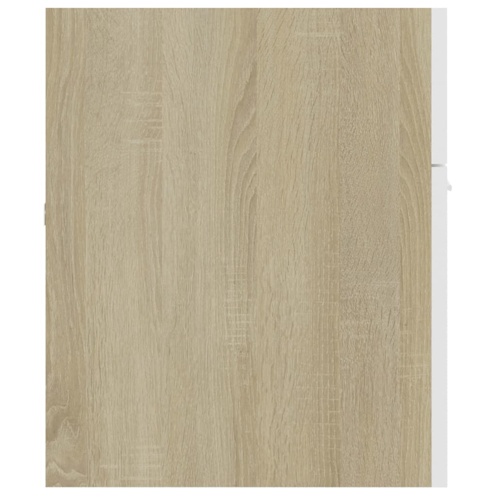 Wastafelkast 100x38,5x46 cm bewerkt hout wit en sonoma eiken