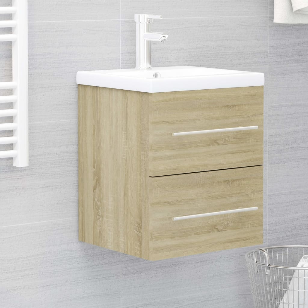 Wastafelkast 41x38,5x48 cm bewerkt hout sonoma eikenkleurig