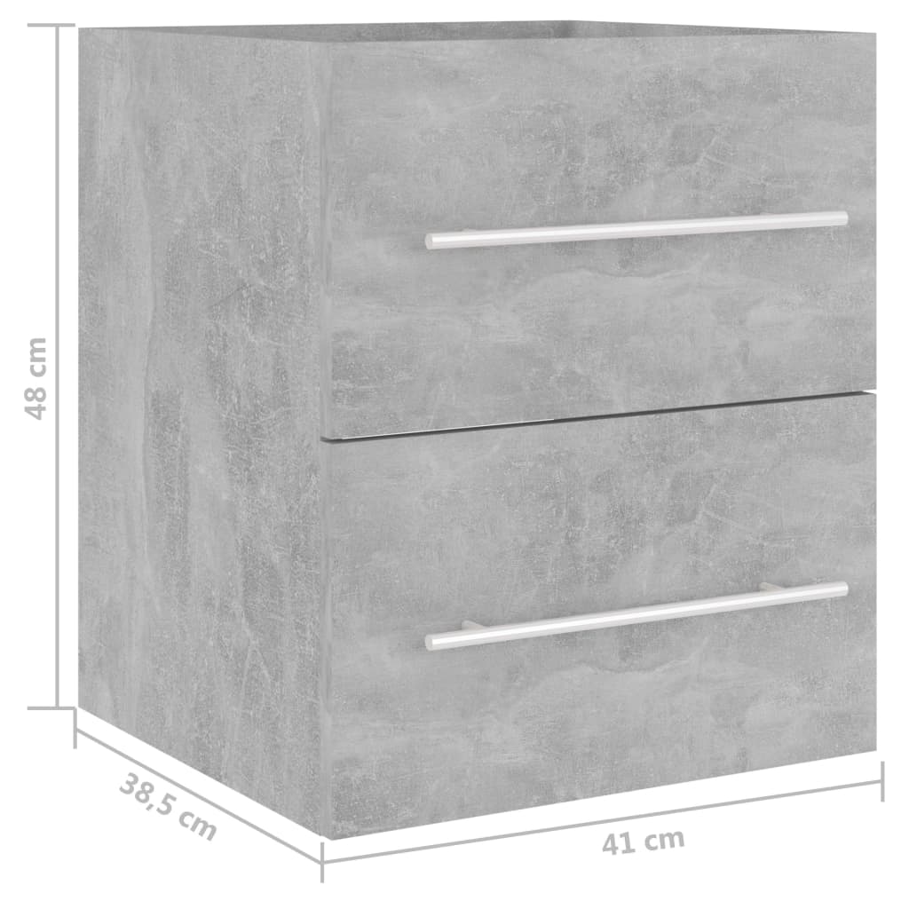 Wastafelkast 41x38,5x48 cm bewerkt hout betongrijs