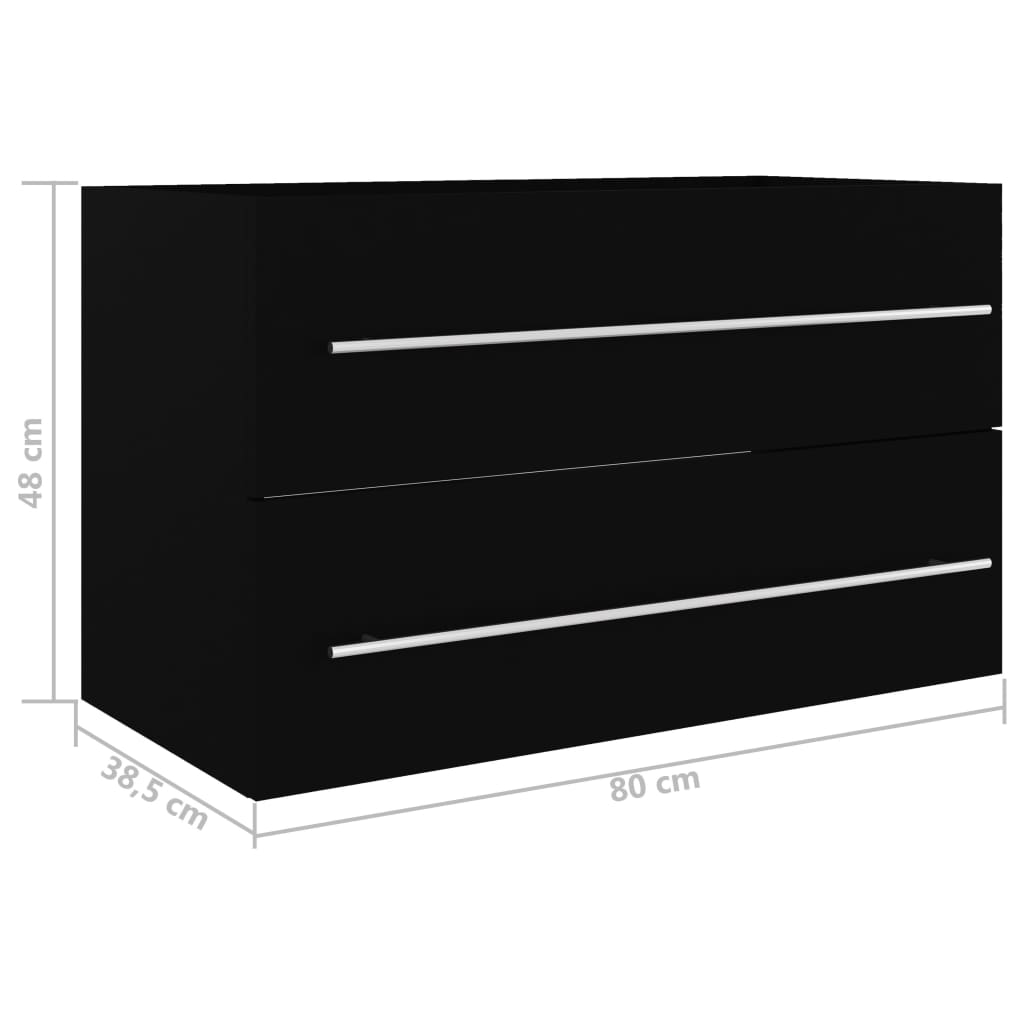 Wastafelkast 80x38,5x48 cm bewerkt hout zwart