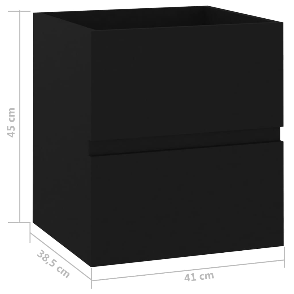 Wastafelkast 41x38,5x45 cm bewerkt hout zwart