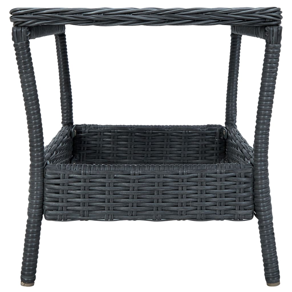 3-delige Loungeset met kussens poly rattan donkergrijs